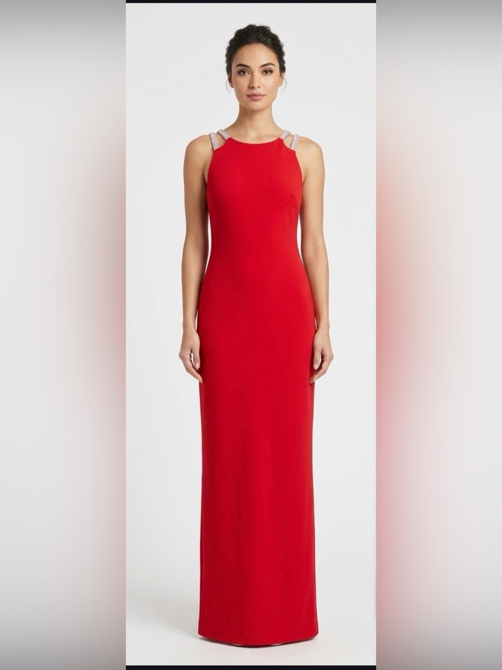 NWT Fashion Nova Red 'No Goodbyes' Rhinestone Backless Maxi Dress - 3X